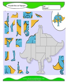 Puzzle Kes Yapıştır Çalışma Sayfaları